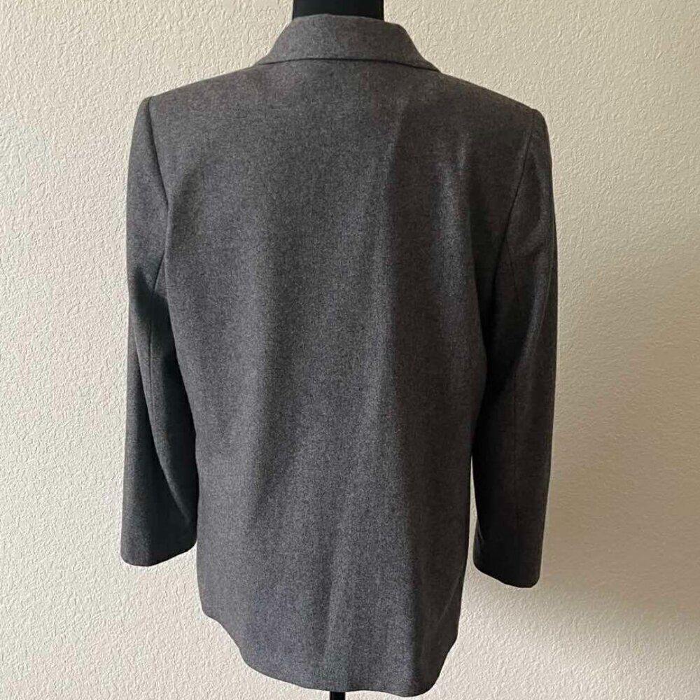 Sag Harbor Jacket Women's size 8P Grey Wool Blend Career Blazer One Button - Picture 2 of 11